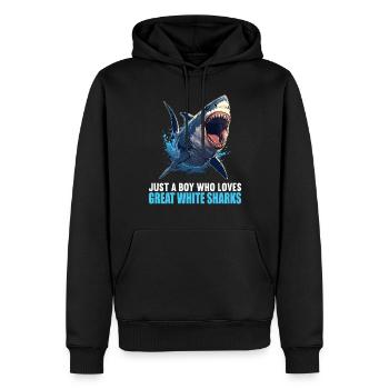Weiße Haie Weißer Hai - Männer Premium Bio Hoodie - Schwarz - Vorne - Nico (187cm)