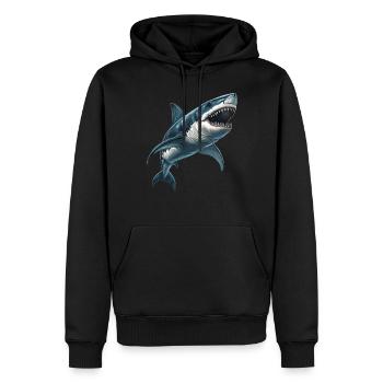 Haie Hai - Männer Premium Bio Hoodie - Schwarz - Vorne - Nico (187cm)