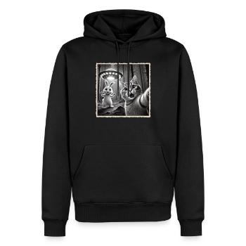 Easter, Funny Easter Bunny, Bunny Selfie Easter Party - Men’s Premium Organic Hoodie - black - Front - Nico (187cm)
