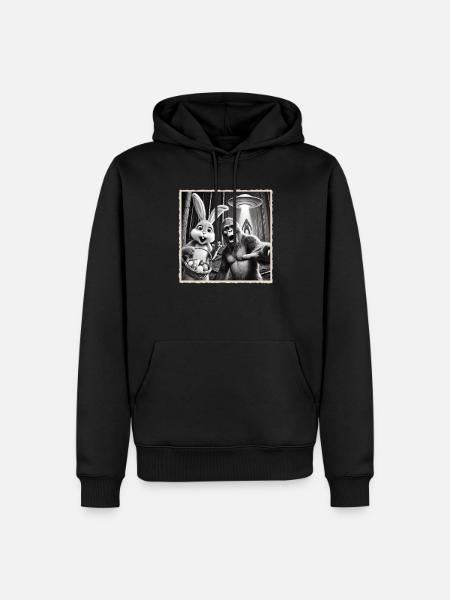 Ostern, Lustiger Osterhase, Hase Selfie Osterfest - Männer Premium Bio Hoodie - Schwarz