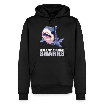 Requins Requin - Sweat à capuche Premium bio Homme - noir - Devant - Nico (187cm)