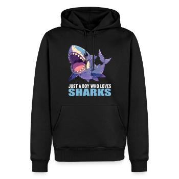 Requins Requin - Sweat à capuche Premium bio Homme - noir - Devant - Nico (187cm)