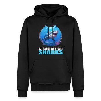 Requins Requin - Sweat à capuche Premium bio Homme - noir - Devant - Nico (187cm)