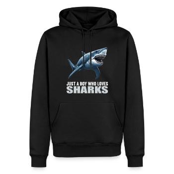 Haie Hai - Männer Premium Bio Hoodie - Schwarz - Vorne - Nico (187cm)