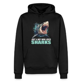 Requins Requin - Sweat à capuche Premium bio Homme - noir - Devant - Nico (187cm)