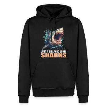 Requins Requin - Sweat à capuche Premium bio Homme - noir - Devant - Nico (187cm)