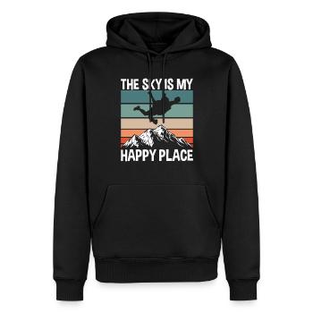 Parachute Happy Place - Sweat à capuche Premium bio Homme - noir - Devant - Nico (187cm)