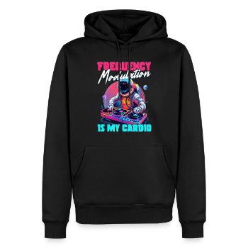 Synthesizer Frequency Modulation Is My Cardio - Men’s Premium Organic Hoodie - black - Front - Nico (187cm)