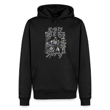 Kendo Every Strike Tells A Story - Männer Premium Bio Hoodie - Schwarz - Vorne - Nico (187cm)