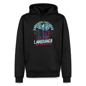Linguiste informaticien - Sweat à capuche Premium bio Homme - noir - Devant - Nico (187cm)