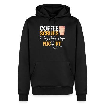 Gommages Au Café Et Petits Câlins De Bébé Drôle NICU RT - Sweat à capuche Premium bio Homme - noir - Devant - Nico (187cm)