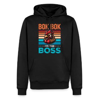 Poulets Poulets - Sweat à capuche Premium bio Homme - noir - Devant - Nico (187cm)