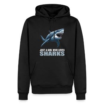 Haie Hai - Männer Premium Bio Hoodie - Schwarz - Vorne - Nico (187cm)