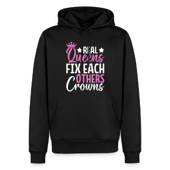 De vraies reines se fixent mutuellement Couronnes Glitz Glam - Sweat à capuche Premium bio Homme - noir - Devant - Nico (187cm)