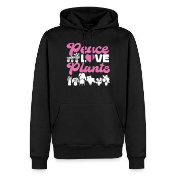Amoureux des plantes Jardinière Fille Paix - Sweat à capuche Premium bio Homme - noir - Devant - Nico (187cm)
