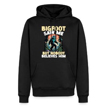 Drôle de Bigfoot m’a vu, mais personne - Sweat à capuche Premium bio Homme - noir - Devant - Nico (187cm)