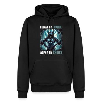 Humain Par hasard Alpha Par choix Loup-garou - Sweat à capuche Premium bio Homme - noir - Devant - Nico (187cm)