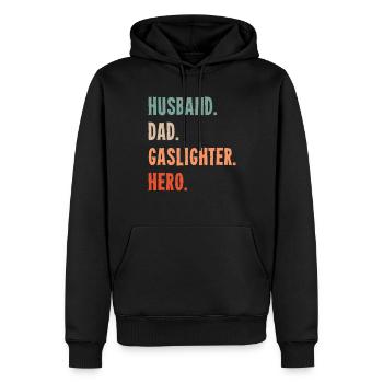 Echtes Professionelles Gaslighting - Männer Premium Bio Hoodie - Schwarz - Vorne - Nico (187cm)