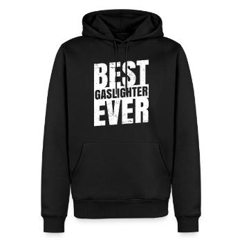Echtes Professionelles Gaslighting - Männer Premium Bio Hoodie - Schwarz - Vorne - Nico (187cm)