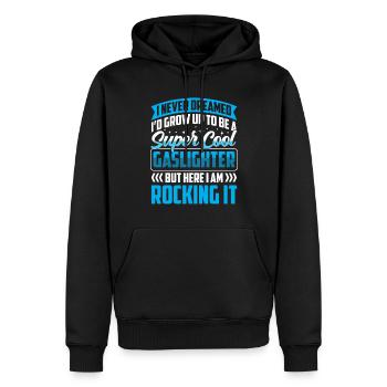 Echtes Professionelles Gaslighting - Männer Premium Bio Hoodie - Schwarz - Vorne - Nico (187cm)