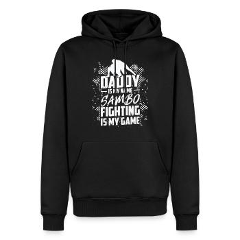 Papa est mon nom Sambo le combat est mon jeu - Papa - Sweat à capuche Premium bio Homme - noir - Devant - Nico (187cm)