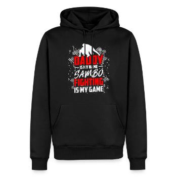 Papa est mon nom Sambo Le combat est mon jeu - Sambo - Sweat à capuche Premium bio Homme - noir - Devant - Nico (187cm)