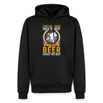 Fighting Sambo solves most of my problems - Sambo - Men’s Premium Organic Hoodie - black - Front - Nico (187cm)