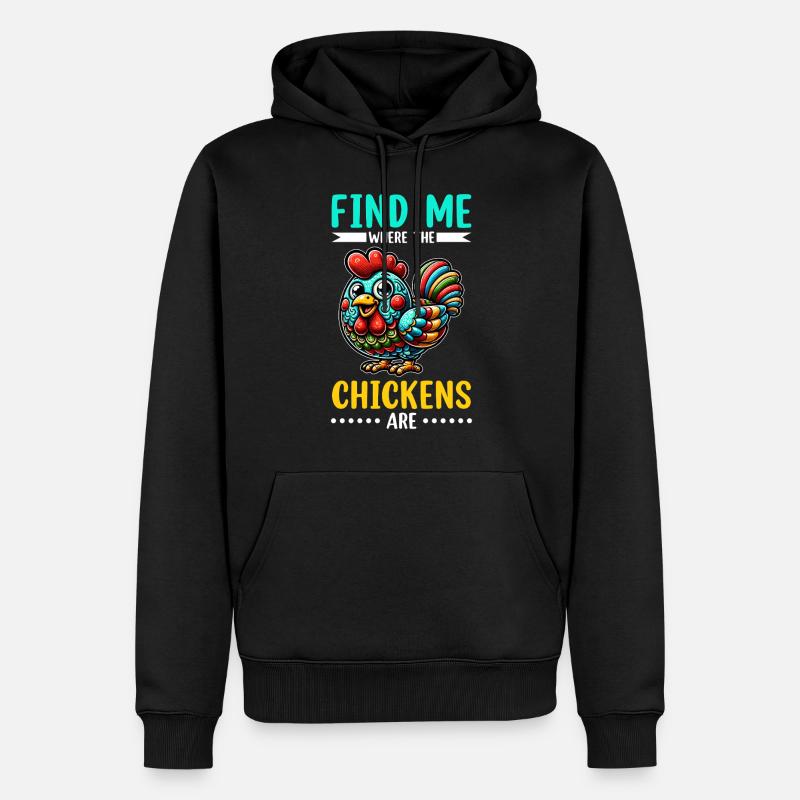 Poulets Poulets - Sweat à capuche Premium bio Homme - noir