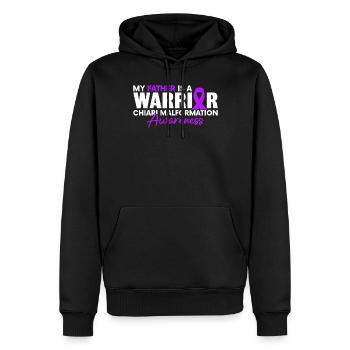 My Father Is A Warrior Purple Ribbon Chiari - Men’s Premium Organic Hoodie - black - Front - Nico (187cm)