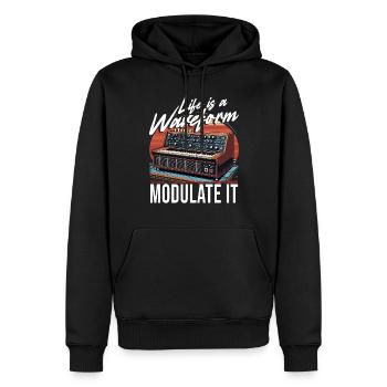 Synthesizer Life Is A Waveform Modulate It - Men’s Premium Organic Hoodie - black - Front - Nico (187cm)