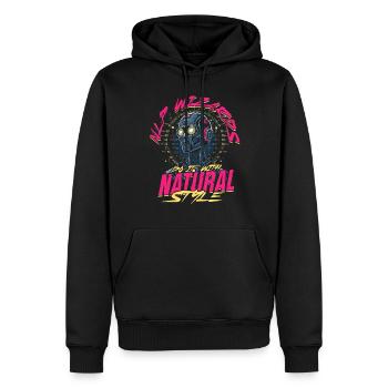 Linguiste informaticien - Sweat à capuche Premium bio Homme - noir - Devant - Nico (187cm)