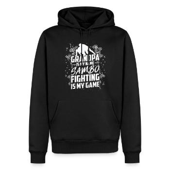 Grand-père est mon nom Sambo : le combat est mon jeu - - Sweat à capuche Premium bio Homme - noir - Devant - Nico (187cm)