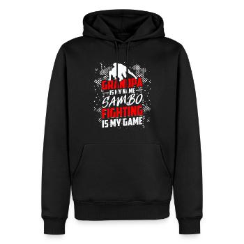 Grand-père est mon nom Sambo : le combat est mon jeu - - Sweat à capuche Premium bio Homme - noir - Devant - Nico (187cm)