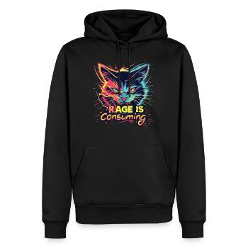 Cat Rage Consumes Me Humor Meme - Männer Premium Bio Hoodie - Schwarz - Vorne - Nico (187cm)