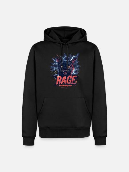 Cat Rage Consumes Me Humor Meme - Men’s Premium Organic Hoodie - black