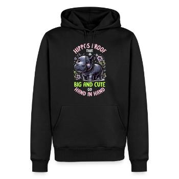 Nilpferd - Männer Premium Bio Hoodie - Schwarz - Vorne - Nico (187cm)