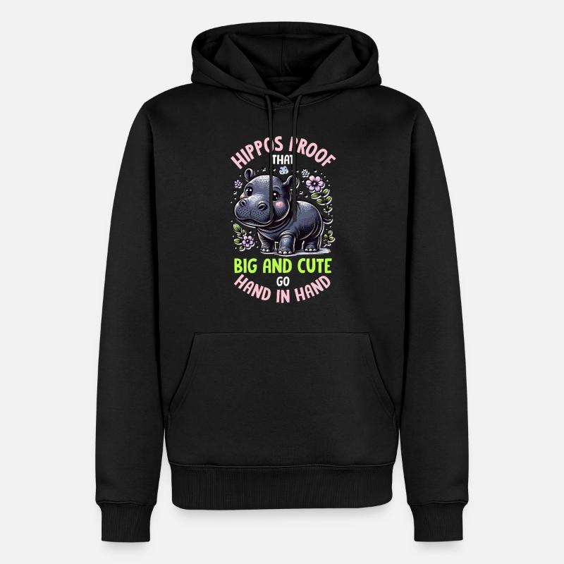 Nilpferd - Männer Premium Bio Hoodie - Schwarz