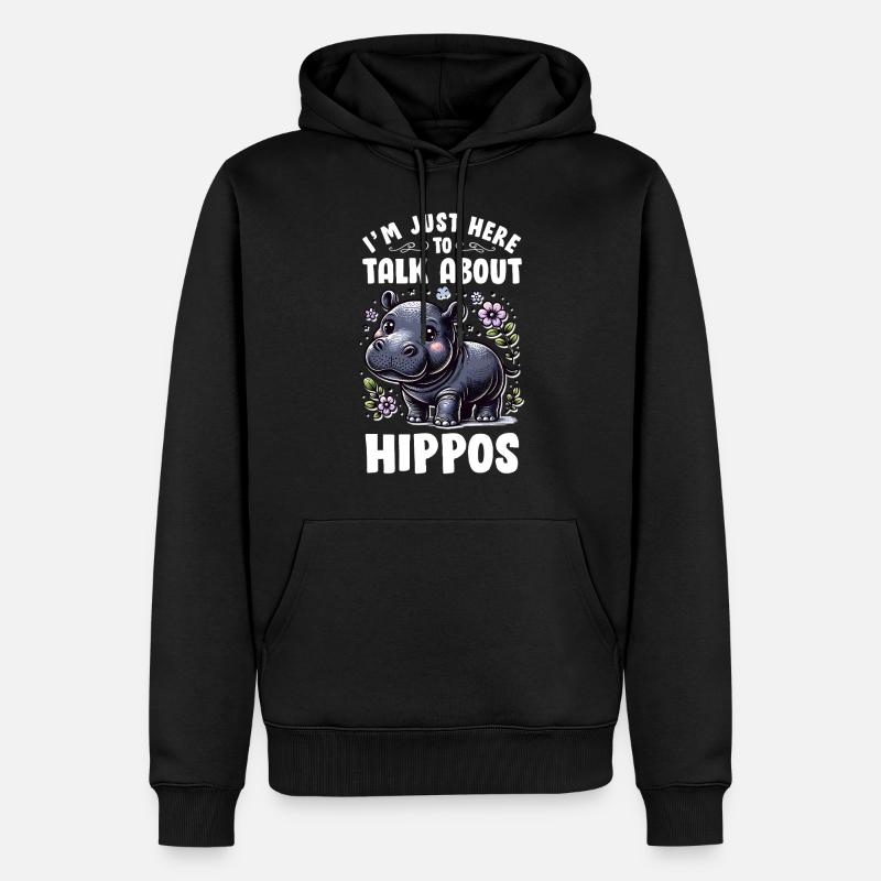 Nilpferd - Männer Premium Bio Hoodie - Schwarz