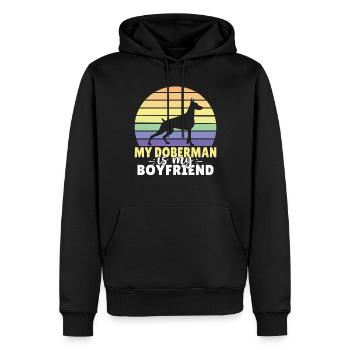 Doberman Gifts - Männer Premium Bio Hoodie - Schwarz - Vorne - Nico (187cm)