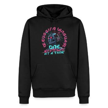 Linguiste informaticien - Sweat à capuche Premium bio Homme - noir - Devant - Nico (187cm)