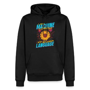 Linguiste informaticien - Sweat à capuche Premium bio Homme - noir - Devant - Nico (187cm)