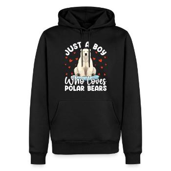 Juste un garçon qui aime les ours polaires Marine Arctique - Sweat à capuche Premium bio Homme - noir - Devant - Nico (187cm)