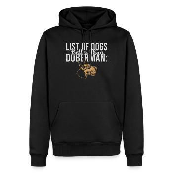 Doberman Gifts - Männer Premium Bio Hoodie - Schwarz - Vorne - Nico (187cm)