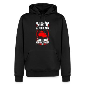 Vieil homme qui est constructeur d’asphalte est la construction de routes - Sweat à capuche Premium bio Homme - noir - Devant - Nico (187cm)