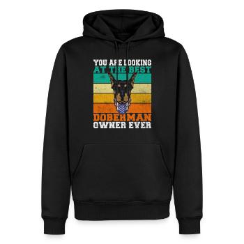 Doberman Gifts - Männer Premium Bio Hoodie - Schwarz - Vorne - Nico (187cm)