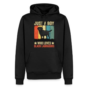 Just A Boy Who Loves Black Labradors - Männer Premium Bio Hoodie - Schwarz - Vorne - Nico (187cm)