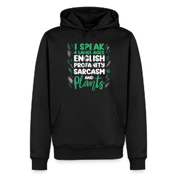 Amateur de plantes Jardinage Je parle 4 - Sweat à capuche Premium bio Homme - noir - Devant - Nico (187cm)