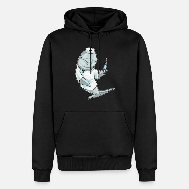 Seringue d’infirmière dauphin - Sweat à capuche Premium bio Homme - noir