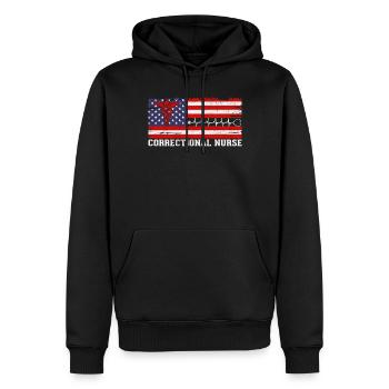 Correctional Nurse USA Flag Prison Nursing - Men’s Premium Organic Hoodie - black - Front - Nico (187cm)