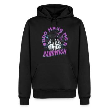 L’informaticien Sudo Make Me A Sandwich - Sweat à capuche Premium bio Homme - noir - Devant - Nico (187cm)